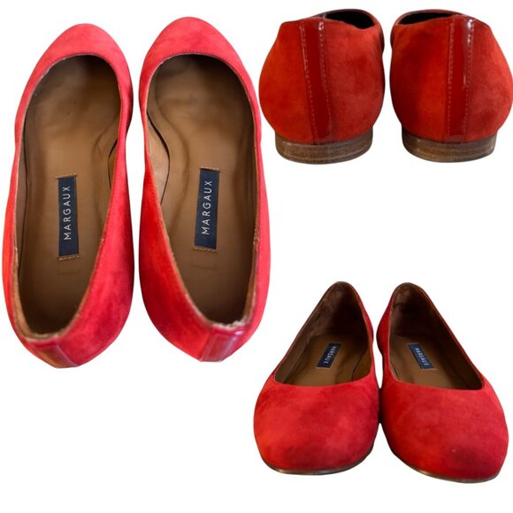 MARGAUX‎ RED BALLET FLATS SUEDE BALLERINA SHOES SZ. 5/35 - Picture 3 of 5
